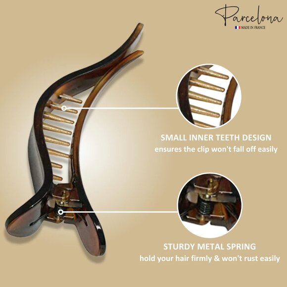 French Brill Beak Hair Claw Light Tortoise Shell Medium 4.5" Style - Picture 3 of 9